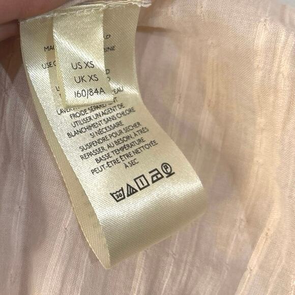 Free People Mikaela Light Pink Embroidered Button Front Tie Neck Cotton Tunic XS - Picture 14 of 14